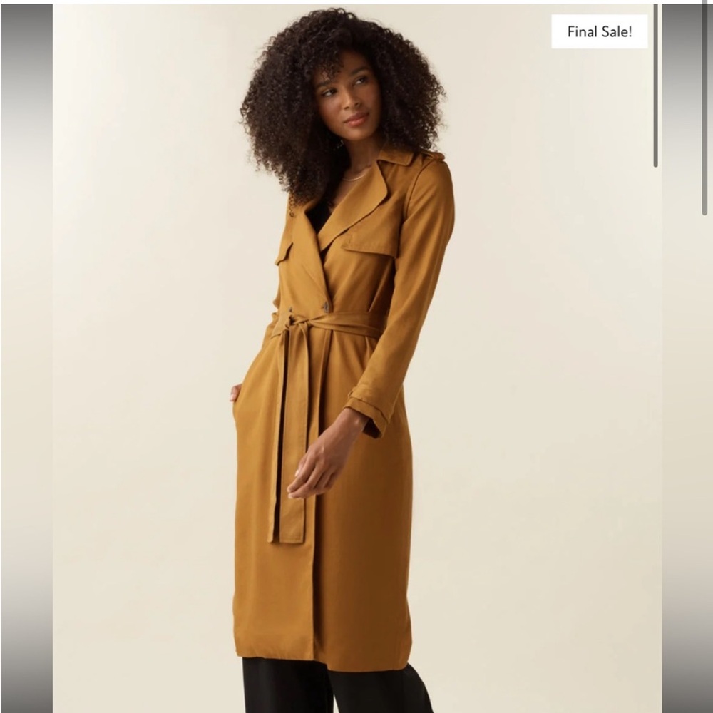 VETTA Camel Brown Trench Coat - Picture 3 of 16